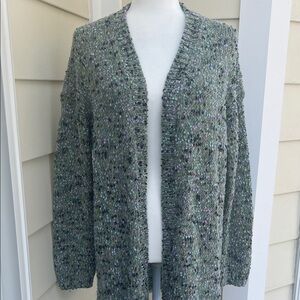 J. Jill Speckled Knit Cardigan in Green and Purple